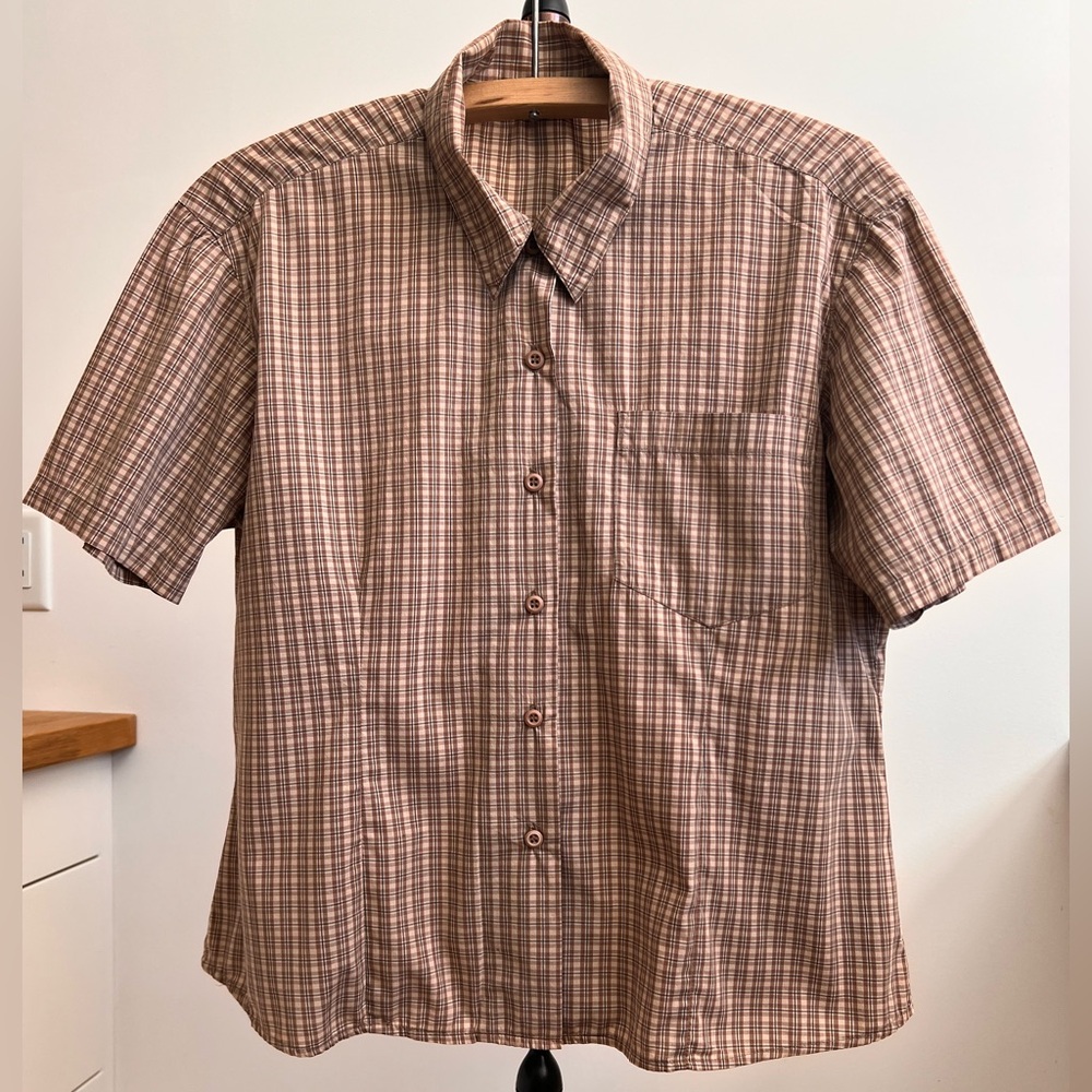 Classic Brown Plaid Short Sleeve Shirt